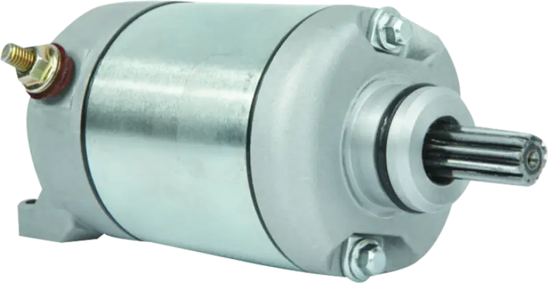 Silver electric motor with splined shaft for QuadBoss Sportsman to maintain optimal engine temperature