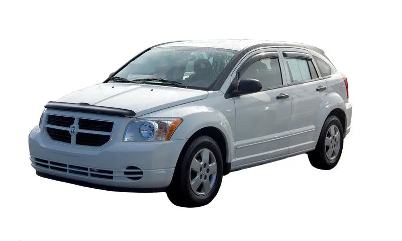 White Dodge Caliber showcasing Quadboss Sprocket Hat Hi-Vis sprocket hat style