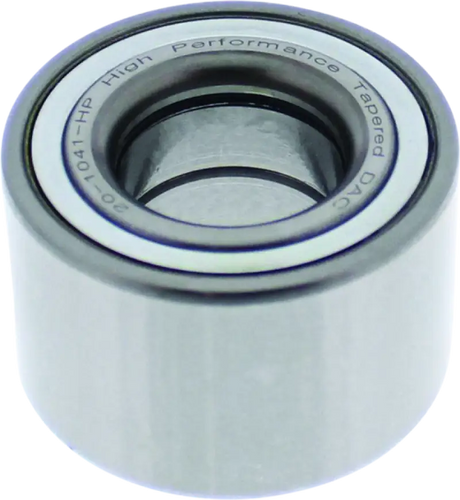 Silver and gray cylindrical bearing from QuadBoss Tapered Dac Bearing Kit