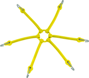 Yellow chain spider for easy installation of QuadBoss tire chain adjuster on tire chains