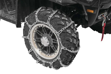 ATV QuadBoss tire chain with snow chains for better traction on winter rides