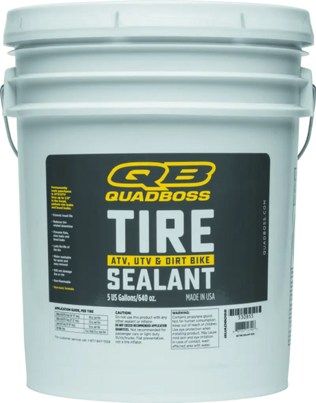 QuadBoss Tire Seal 5gal container for ATV, UTV, and dirt bike tire protection.