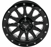 QuadBoss Wagon 15x7 black matte off-road wheel with silver accents