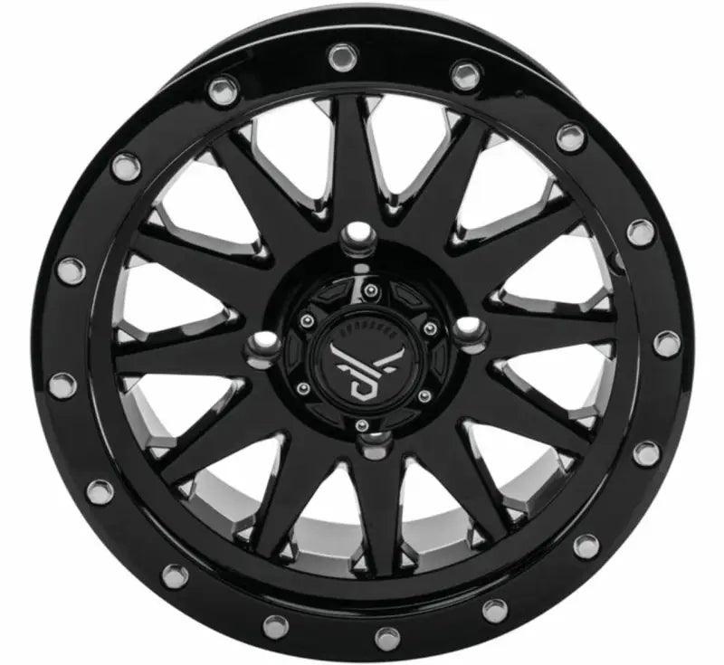 QuadBoss Wagon 15x7 black matte off-road wheel with silver accents