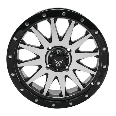 Black chrome QuadBoss Wagon 20x7 wheel with multi-spoke design and bolted rim
