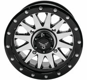 Black and silver quadboss wagon 20x7 aftermarket wheel with multi-spoke design
