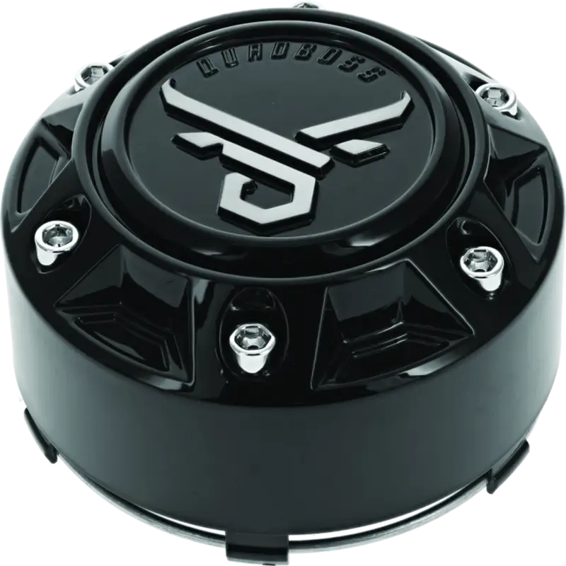 Black quadboss wheel cap for your vehicle’s wheel center - model 608583