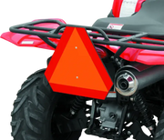 Orange reflective triangle on ATV for added quadoss atv safety with the Quadoss ATV Safety Emblem