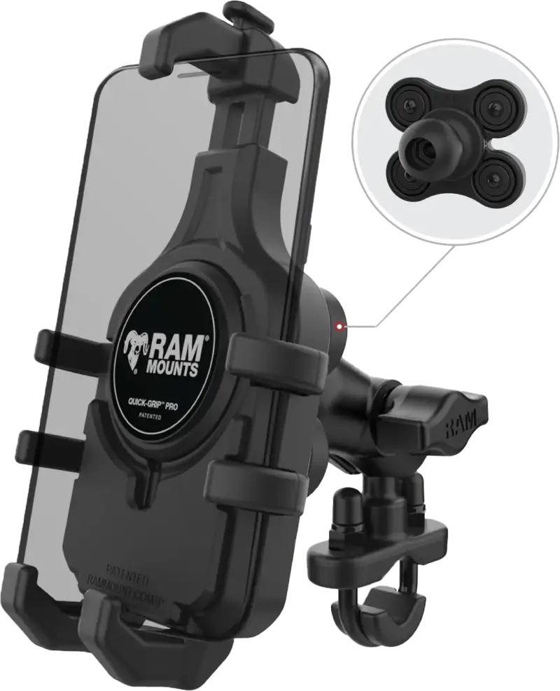 Quick Grip Pro Hbar Phn Mnt W/Vibe Safe Short - RAM