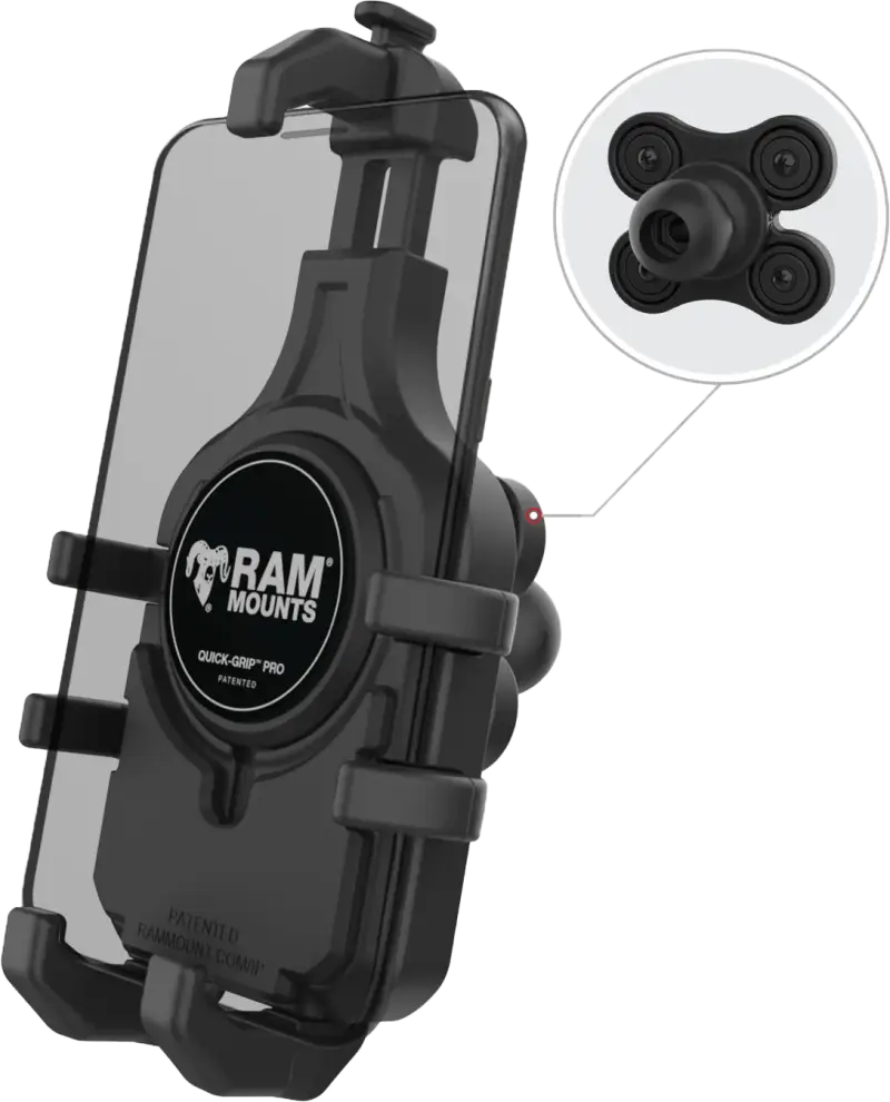 Quick Grip Pro Phone Holder W/Vibe Safe Ball - RAM