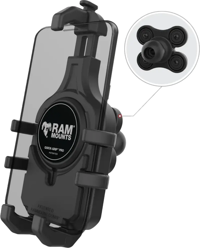 Quick Grip Pro Phone Holder W/Vibe Safe Ball - RAM