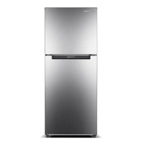 Silver two-door refrigerator R-1088-12V Nat with 12-volt frost-free feature