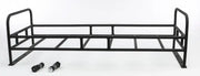 Black metal cargo rack bed with two small cylindrical flashlights for R-500 Cargo Rack