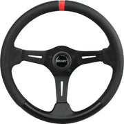 Black steering wheel with ultra grip and red stripe for racing cars