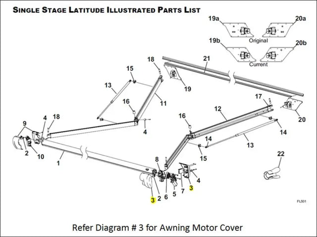 R001783-005 Carefree RV Awning Motor Cover For Use With Latitude - RV and Auto Parts