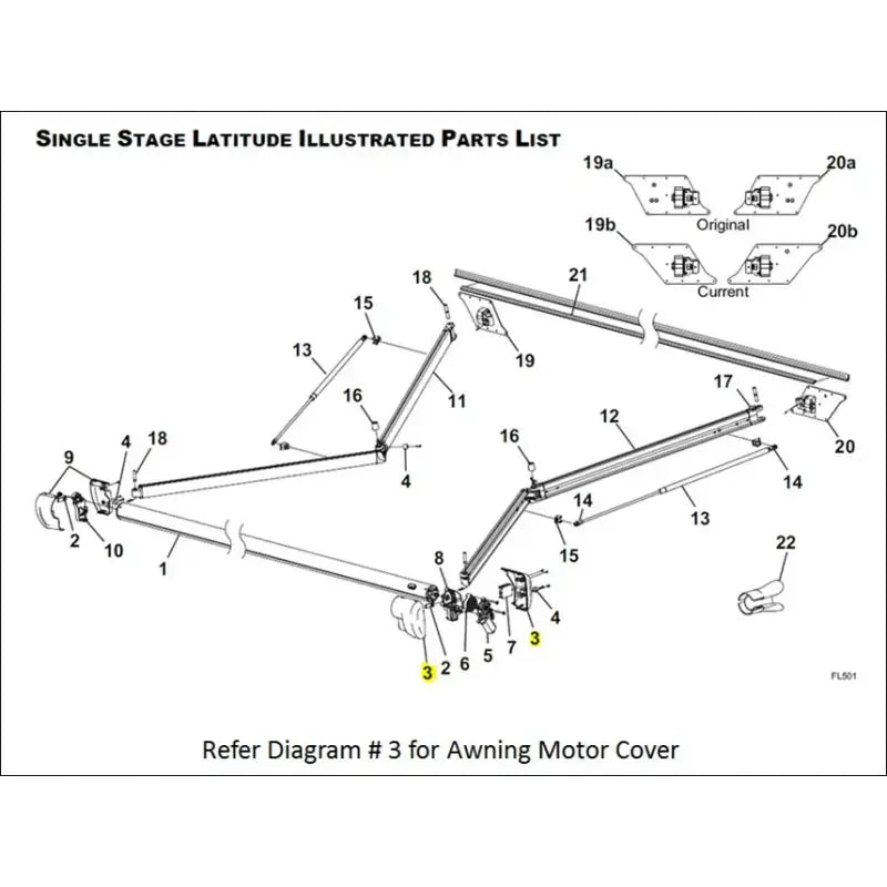 R001783-005 Carefree RV Awning Motor Cover For Use With Latitude - RV and Auto Parts