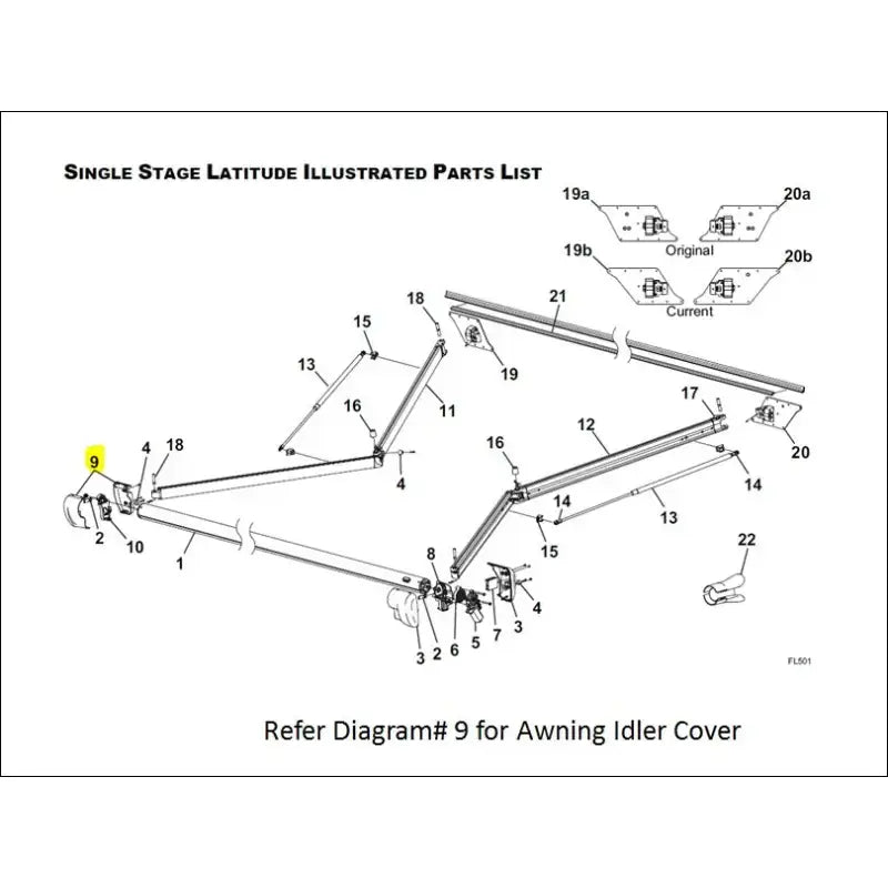 R001785-005 Carefree RV Awning Idler Cover For Use With Latitude - RV and Auto Parts