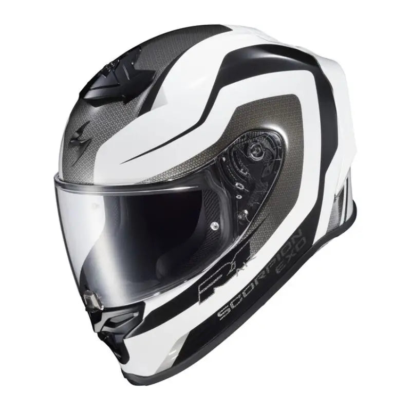 R1-1104 Scorpion Exo EXO-R1 Air Full Face Helmet Hive Gold/Black Md, aerodynamic design, superior protection, high performance, DOT/ECE approved, advanced ventilation system, clear face shield.