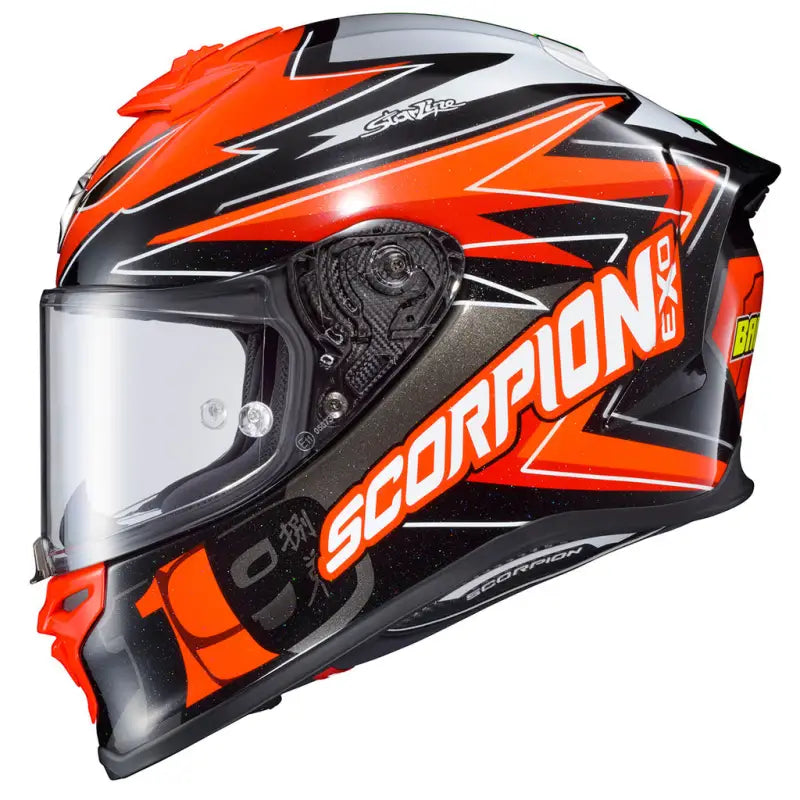 R1-3033 Scorpion Exo Exo-R1 Air Full Face Helmet Bautista Red/Black/White Sm - Helmets