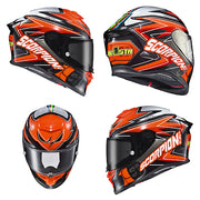 Orange and black R1-3037 Scorpion Exo Exo-R1 Air full face helmet with face shield and cheek pads
