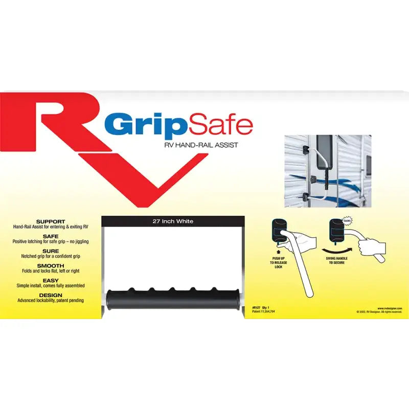 R127 Rv Designer Gripsafe Handrail Assist 27’ White - Entry Step Hand Rail