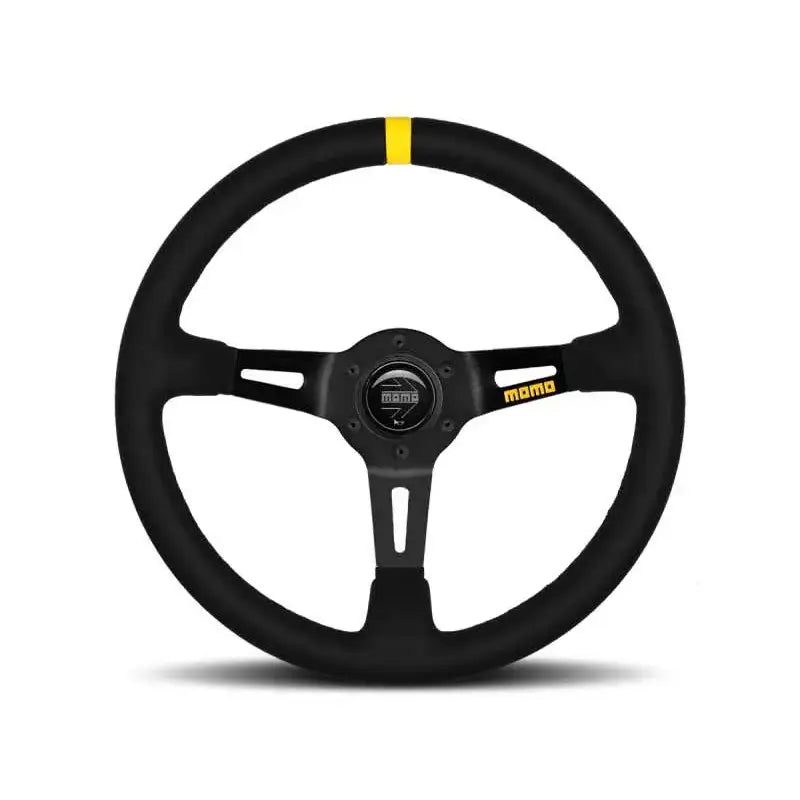 MOMO R1908/35S Momo MOD08 Steering Wheel 350 mm - Black Suede/Black Spokes/1 Stripe