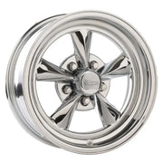 Polished chrome classic wheel with star-spoke design on R24-566135 Drake Wheels Fuel Chrm