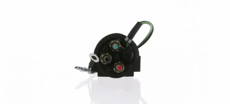 Black electrical connector with colorful ports on R951 Arco Marine Relay for marine relay needs