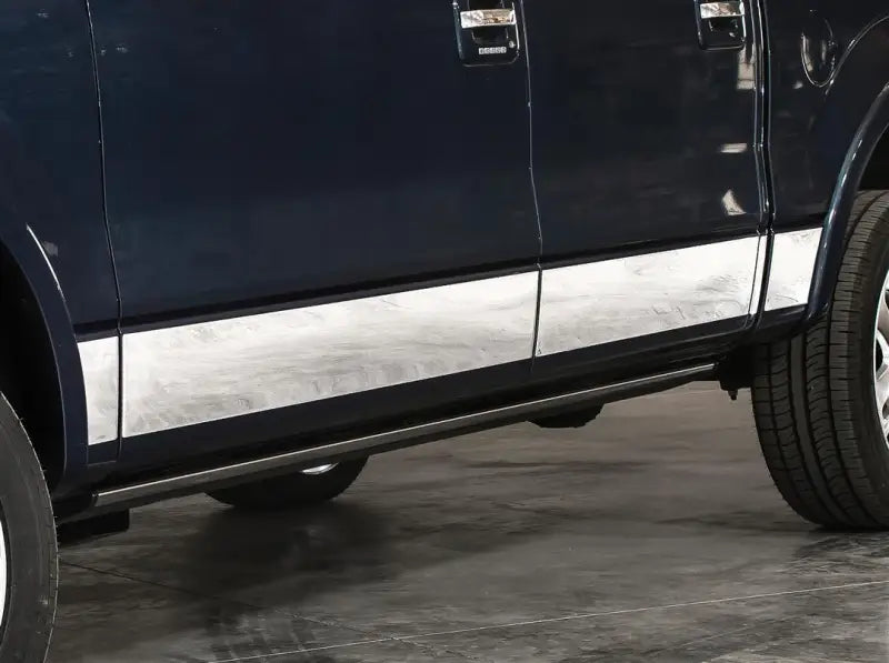 Blue pickup truck with chrome trim showcasing RA-T2402M ICI Stainles product display