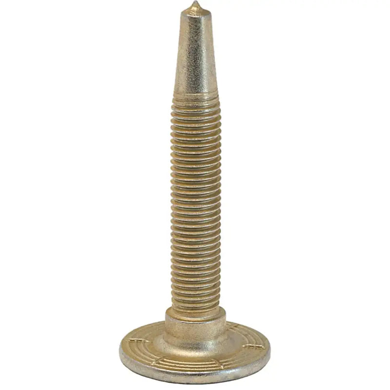 Gold-colored race studs with pointed tip and support plates for snocross race studs