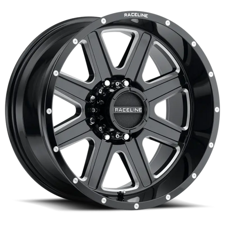 Raceline 940M Hostage 22x12in / 8x170 BP / -44mm Offset / 125.2mm Bore - Black & Milled Wheel - Wheels