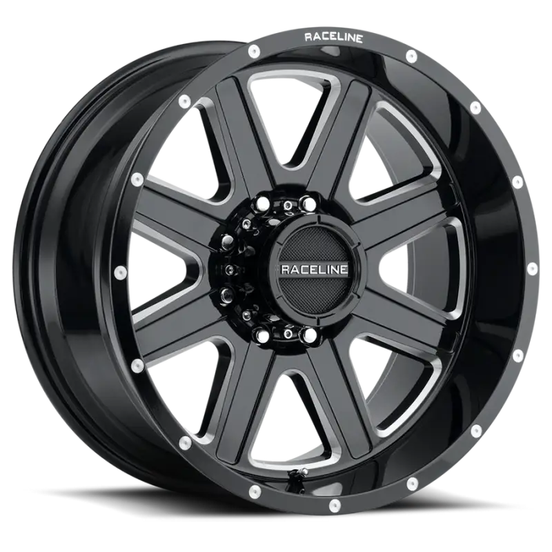 Raceline 940M Hostage 22x12in / 8x170 BP / -44mm Offset / 125.2mm Bore - Black & Milled Wheel - Wheels