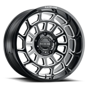 Black and silver Raceline 955M Warp 20x9in wheel for rugged off-road look