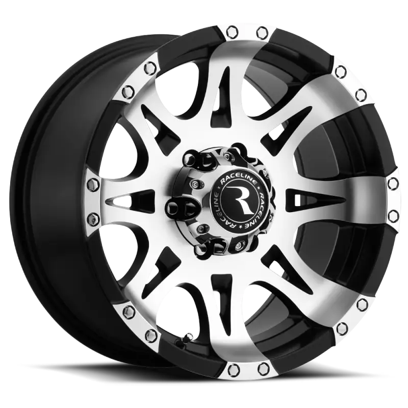 Raceline 982 Raptor 16x8in / 8x170 BP / 0mm Offset / 130.81mm Bore - Black & Machined Wheel - Wheels
