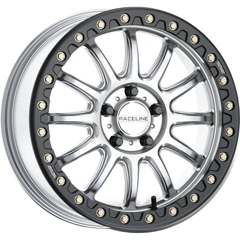 Raceline A14 Alpha Beadlock Wheels A14SB-57012+25 - Silver Black Hyper 15X7 5X114.3 25 Ring