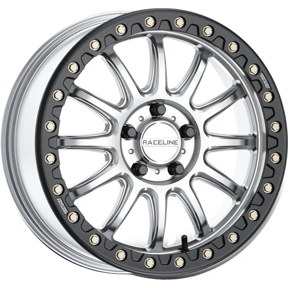 Raceline A14 Alpha Beadlock Wheels A14SB-57012+25 - Silver Black Hyper 15X7 5X114.3 25 Ring