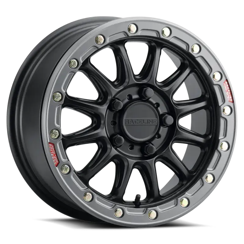 Raceline A14BG Alpha 15x7in/5x114.3 BP/25mm Offset/68mm Bore - Black & Gunmetal Ring Beadlock Wheel - Wheels