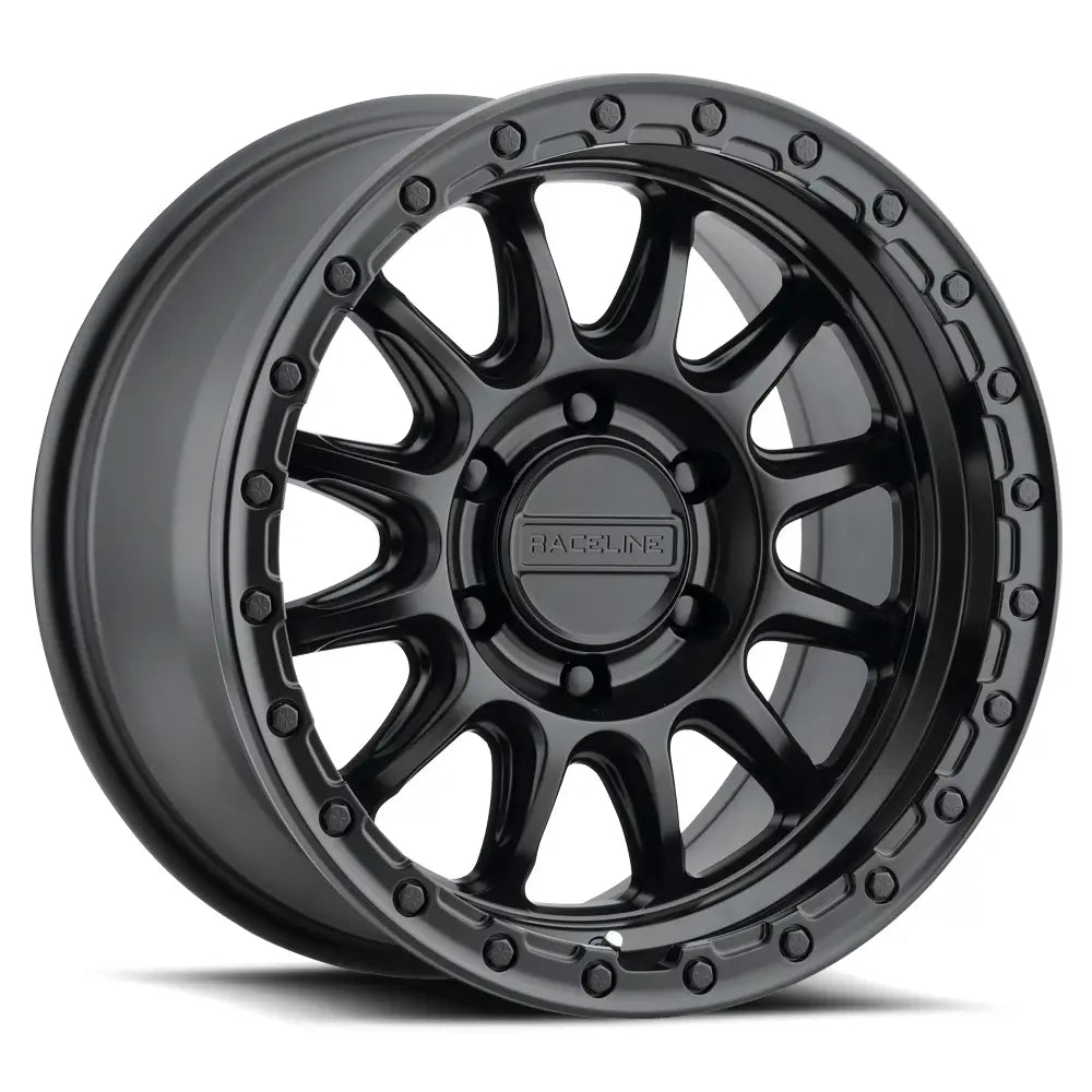 Raceline Simulated Beadlock Lip Wheel 960B-78560+35 - Black Alpha Satin 17X8.5 6X139.7