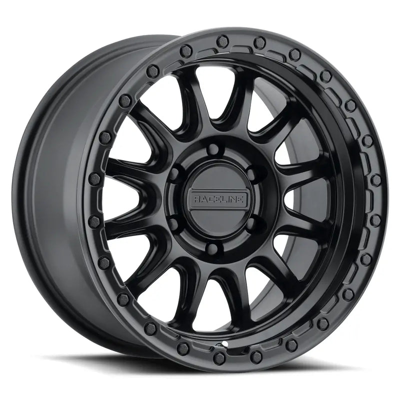 Raceline Simulated Beadlock Lip Wheel 960B-78560+35 - Black Alpha Satin 17X8.5 6X139.7