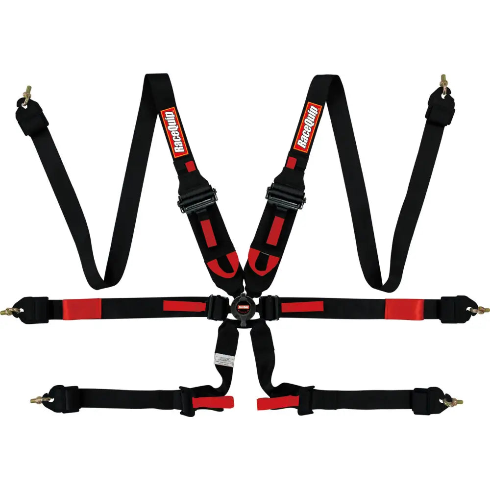 Racequip FIA Approved Harness 855005RQP - Black 6PT Camlock Hnr