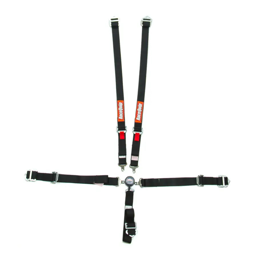 Racequip Pull Up Adjust Harness 739009RQP - Black 5PT Set Camlock JR