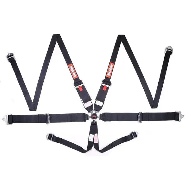 Racequip Pull Up Adjust Harness 747007RQP - Black 6PT Camlock Hnr Sfi