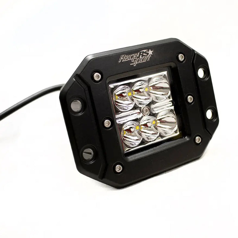 Racesport LT RoHS Compliant Driving/ Fog Light RS-18W6LED-FM - Black Shell Flush Mountable 18WAT