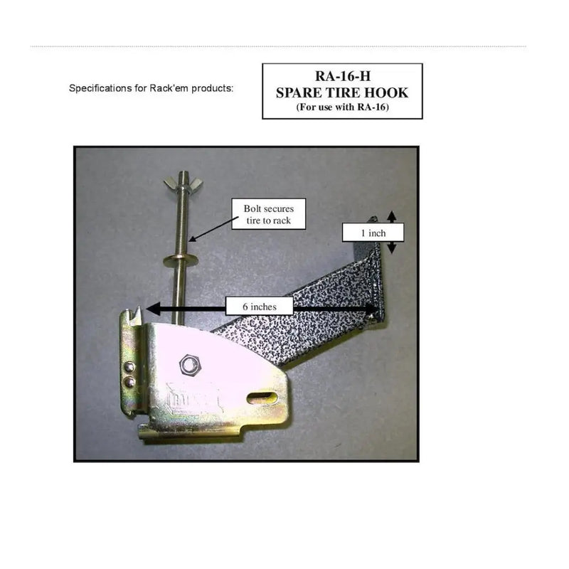 Rack'EM MFG Stronger And Higher Quality Spare Tire Carrier RA-16H - Hook
