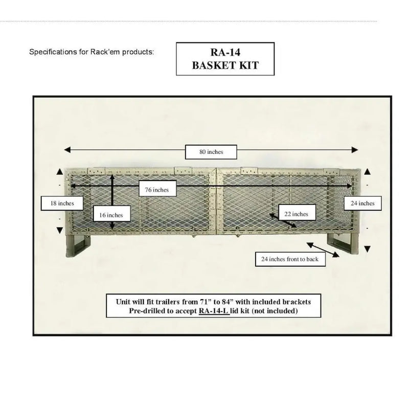 Rack'EM MFG Great For Hardscaping Trailer Cargo Basket RA-14A/B - Kit X2 X6 Fits 72