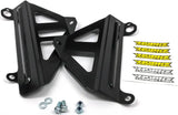 Black radiator braces with mounting hardware and stickers for Radiator Braces Black setup