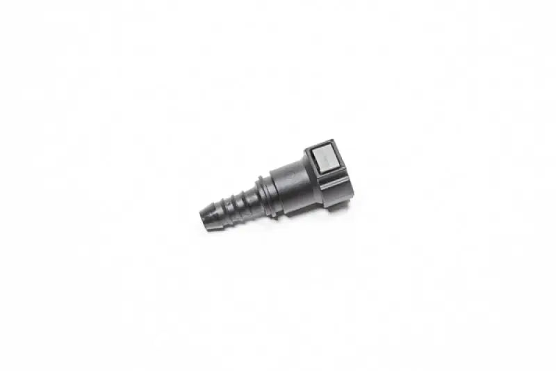 Black plastic barbed hose connector for Radium Engineering 3/8in SAE female quick connect fitting
