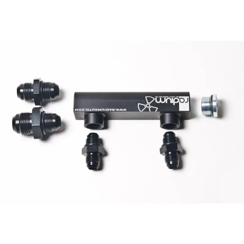 Radium Engineering 20-0062 Radium Engineering Universal 4-Port Manifold - Black W/ Logo