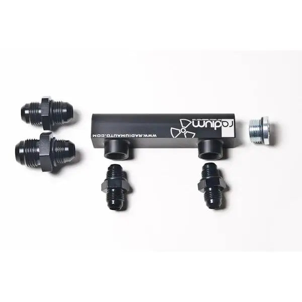 Radium Engineering 20-0062 Radium Engineering Universal 4-Port Manifold - Black W/ Logo