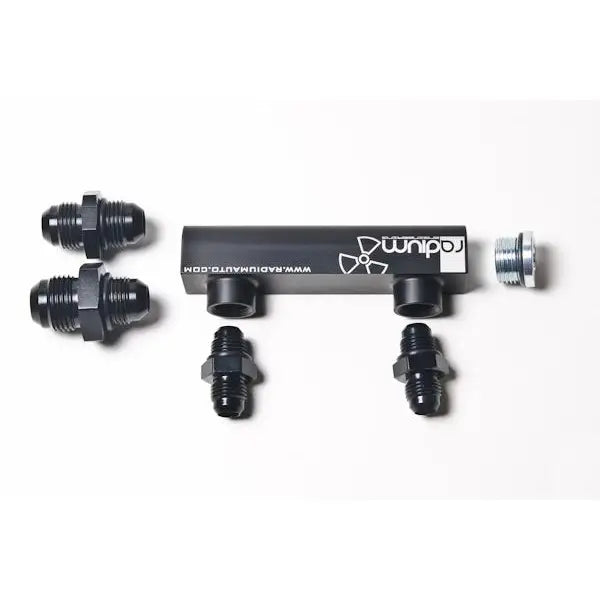 Radium Engineering 20-0062 Radium Engineering Universal 4-Port Manifold - Black W/ Logo